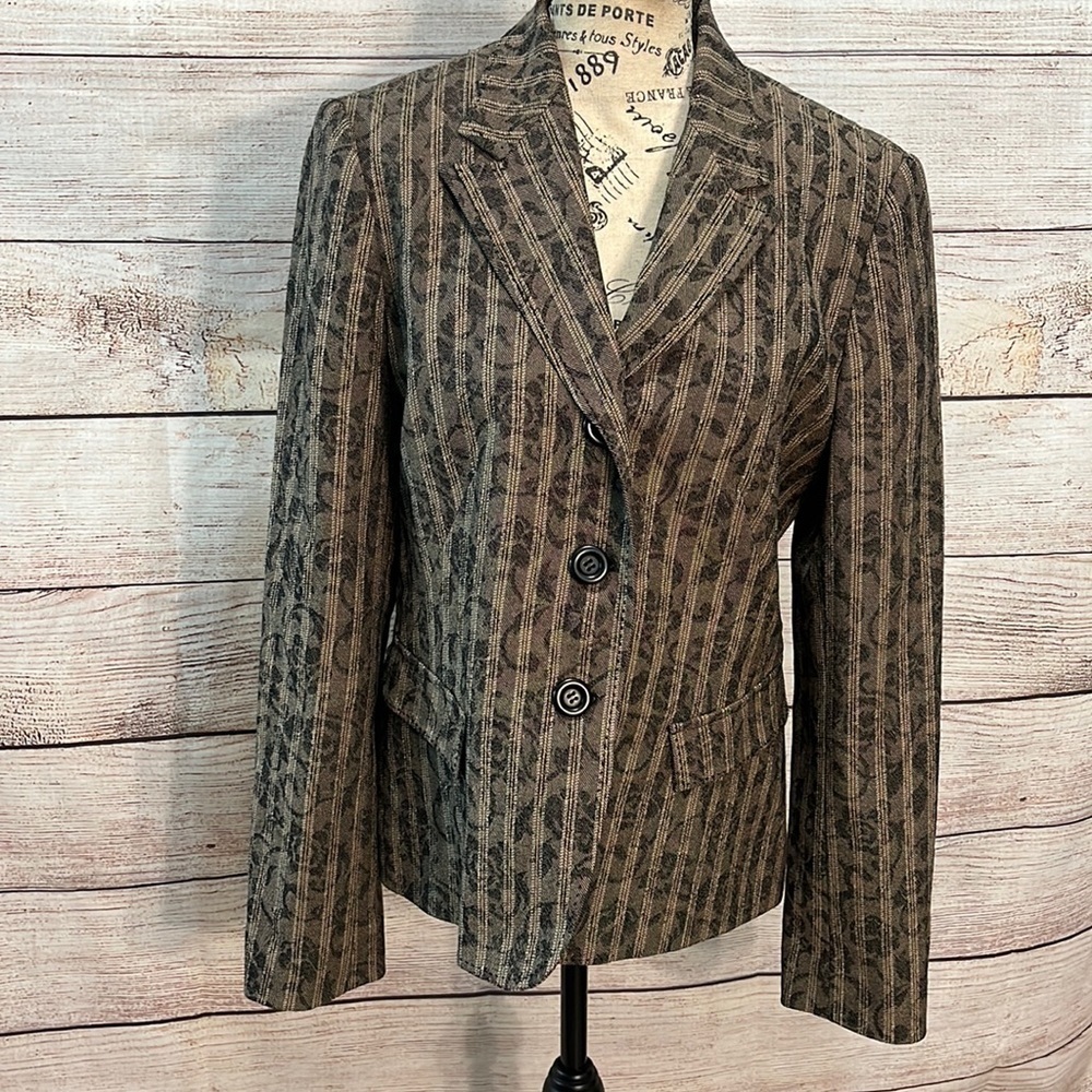 Philippe Adec Blazer Red Line Brown Size 8 Lined